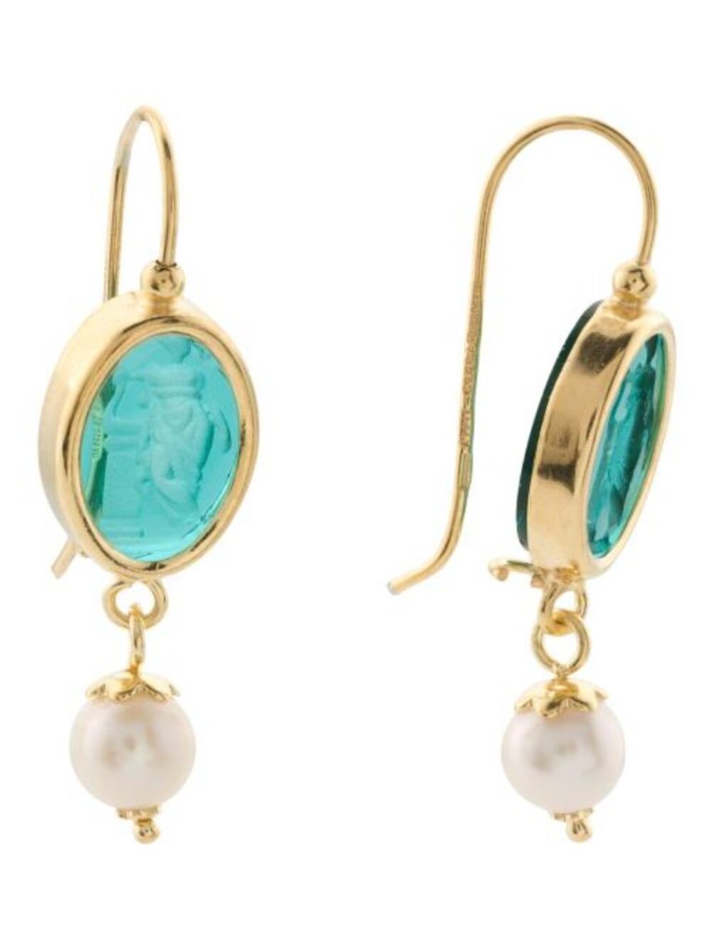 TAGLIAMONTE Made In Italy 18kt Gold Plated Green Athena Venetian Glass Earrings